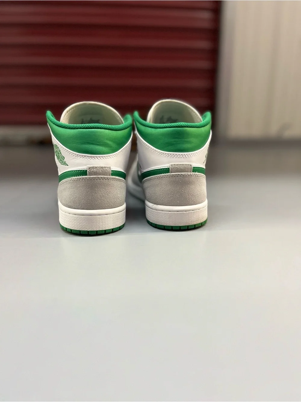 Jordan Men’s White, Gray & Green Mid-Top Sneakers